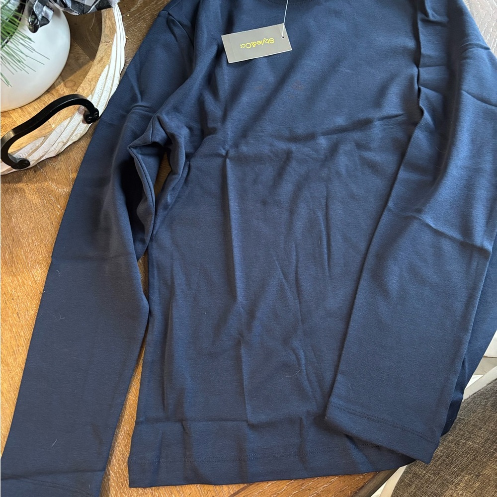 Style & Co. Navy Long Sleeve Blouse